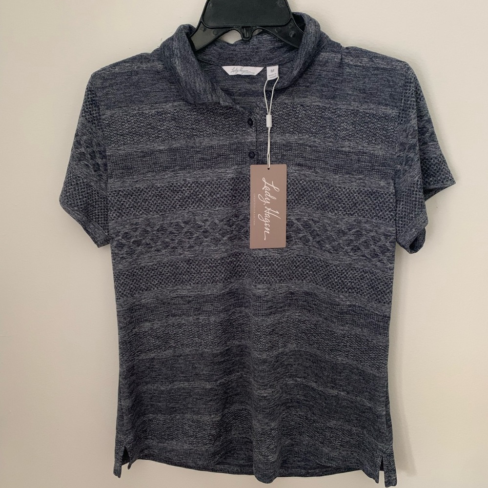 STRIPED WOMENS COLLARED GOLF SHIRT NEW WITH TAGS